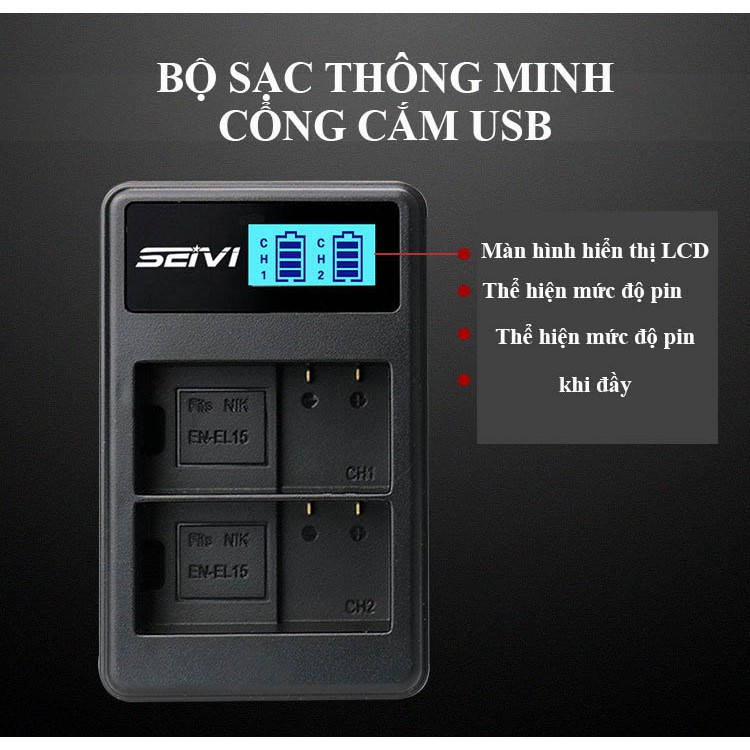 Sạc pin máy ảnh EN-EL15 (dành cho pin sạc máy ảnh Nikon EN-EL15) - SEIVI-EN-EL15