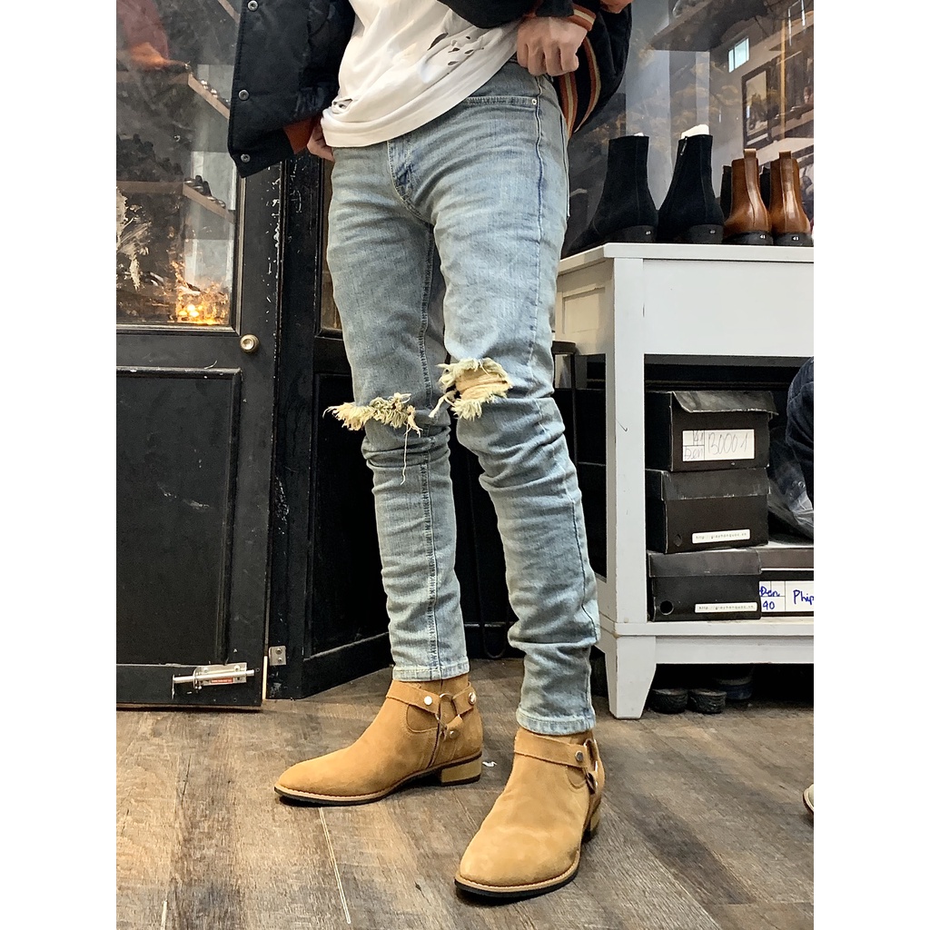 Harness boots da bò lộn đế phíp bảo hành 12 tháng