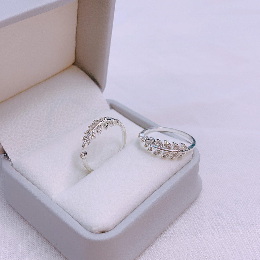 Nhẫn nữ bạc giá rẻ nhẫn lá bạc ta xinh xắn dạng hở vừa mọi ngón tay - Kho sỉ bạc Nhất Linh
