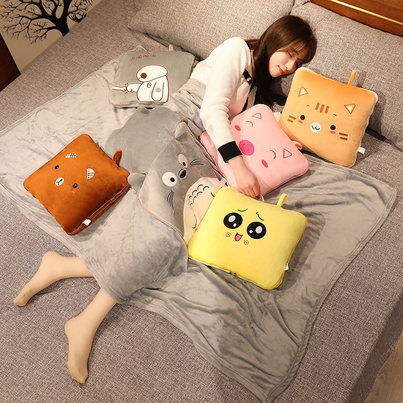 Bộ Chăn Gối Văn Phòng Lông Mịn Nhiều Mẫu Hoạt Hình