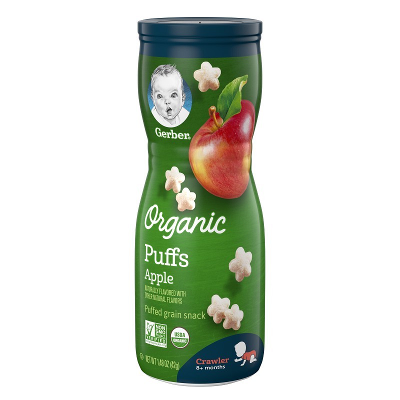 Bánh Ăn Dặm Gerber Puffs Organic 42g vị Nam Việt Quất Cam