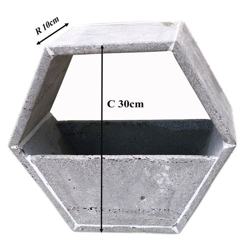Chậu treo tường trồng hoa hình lục giác KT 30cm bằng đá tự nhiên kiểu dáng độc đáo