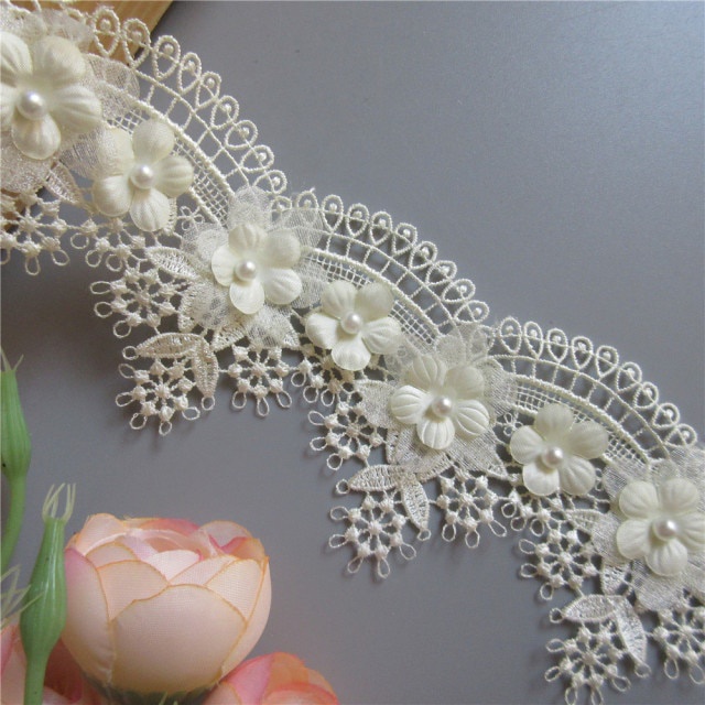 Dây Ruy Băng Ren Hoa Nho Hòa Tan 1 Yard 7cm Thêu Thủ Công Đa Ứng Dụng