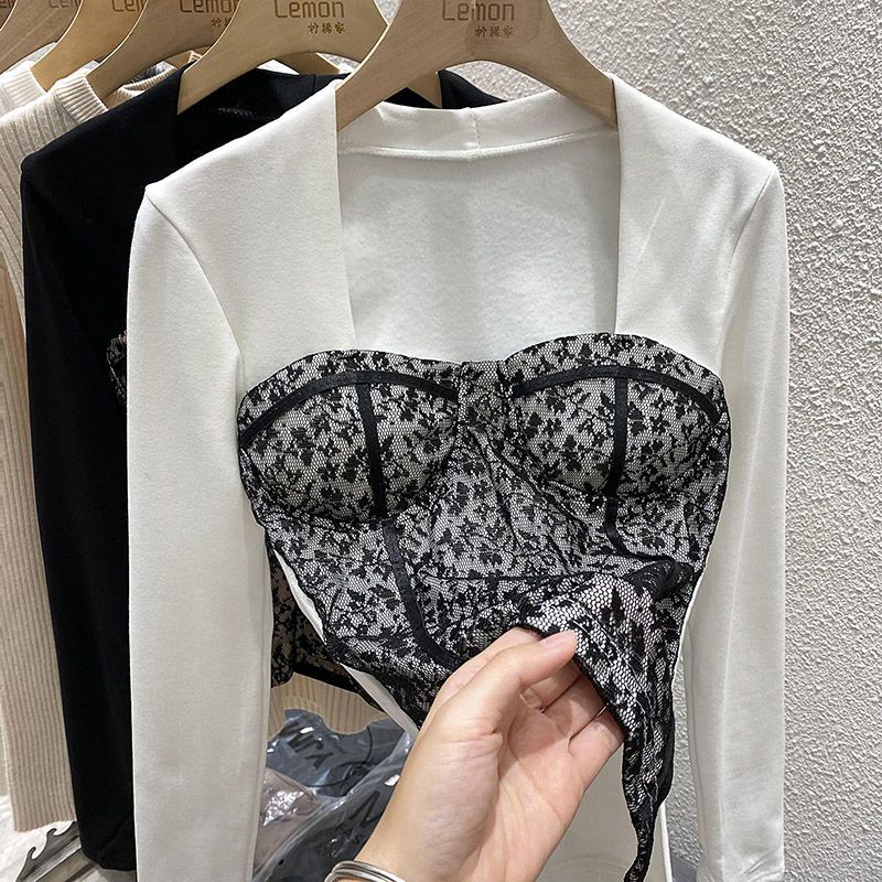 Áo Cổ Vuông Dài Tay Thời Trang Thu Đông Cho Nữ