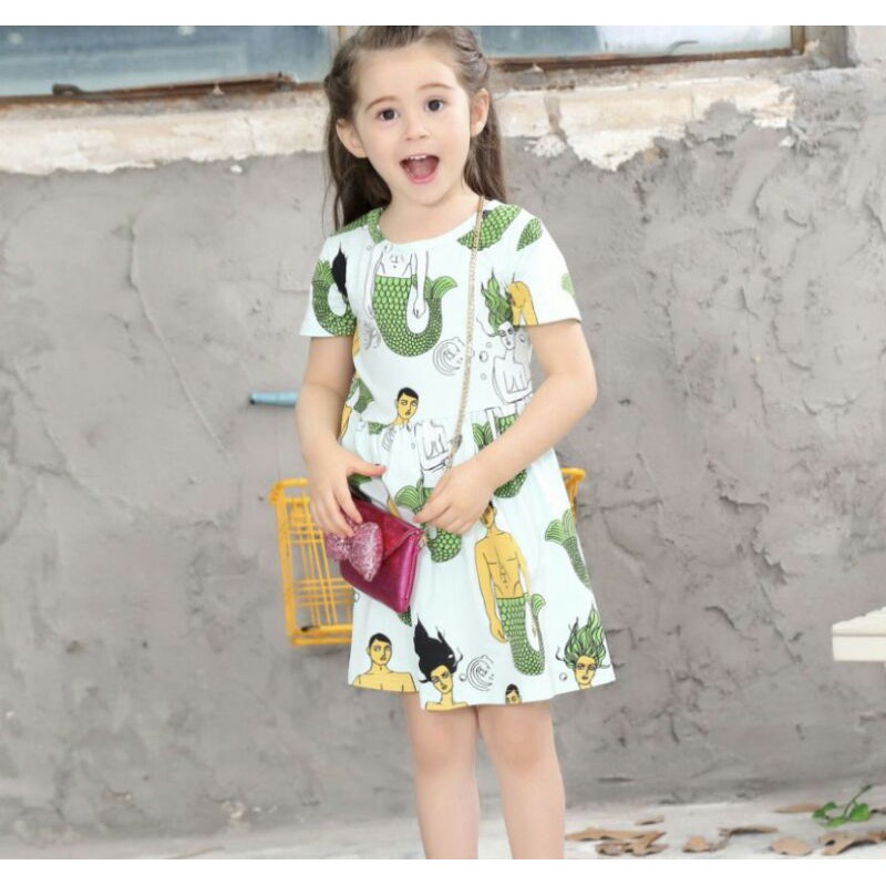 đầm cotton bé gái little maven