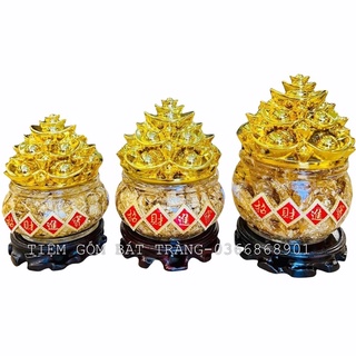 Bát vàng nước thuỷ tinh phong thuỷ Lộc phát may mắn tài lộc- FREESHIP