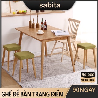 Ghế chân gỗ trang trí phòng ăn không tựa siêu xinh 🌳 Ghế bàn trang điểm Hàn Quốc hiện đại êm ái  SABITA GC03