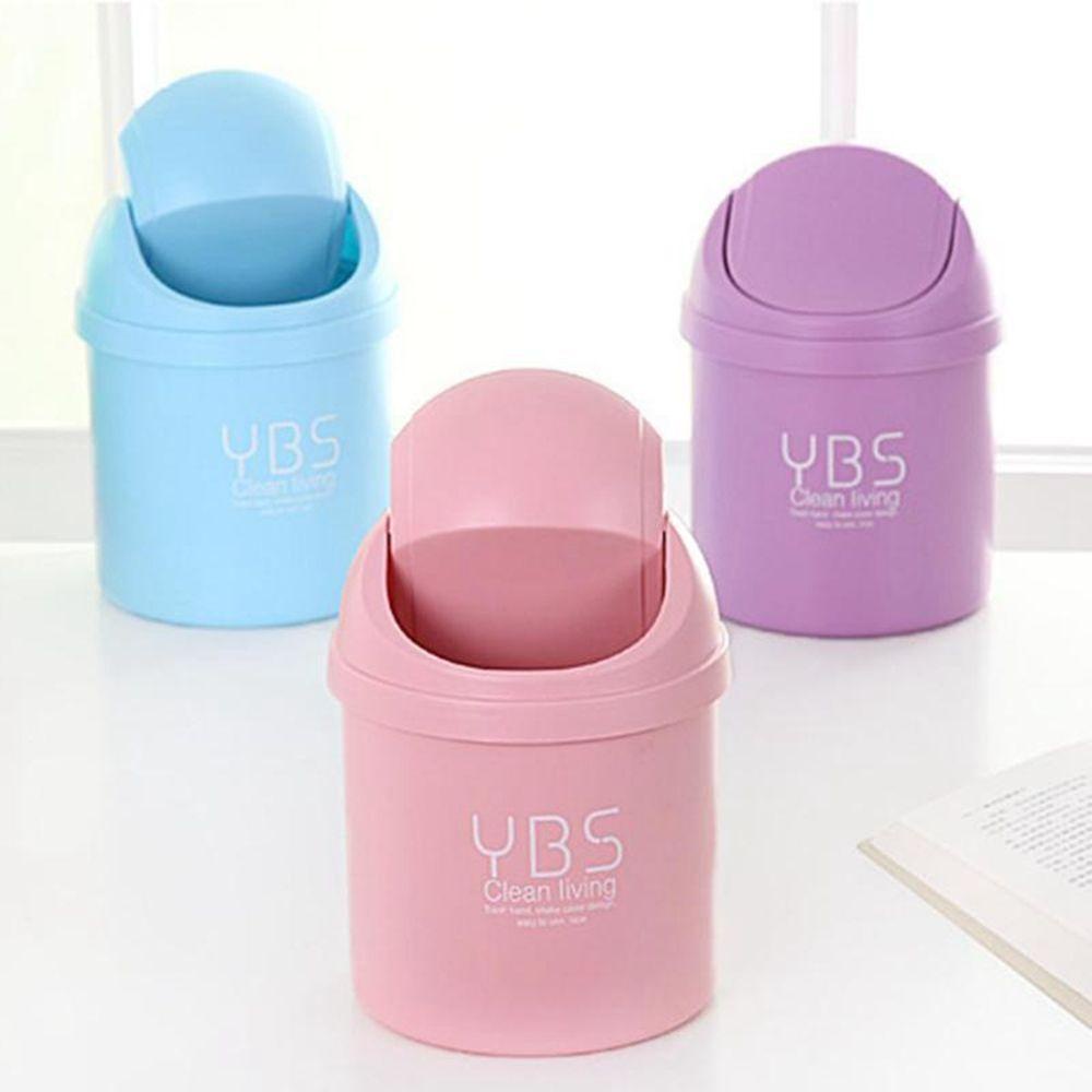 Quillan thùng rác để bàn mini màu kẹo dễ thương có nắp đồ dùng văn phòng dụng cụ làm sạch hộp lưu trữ gia đình thùng rác đa chức năng