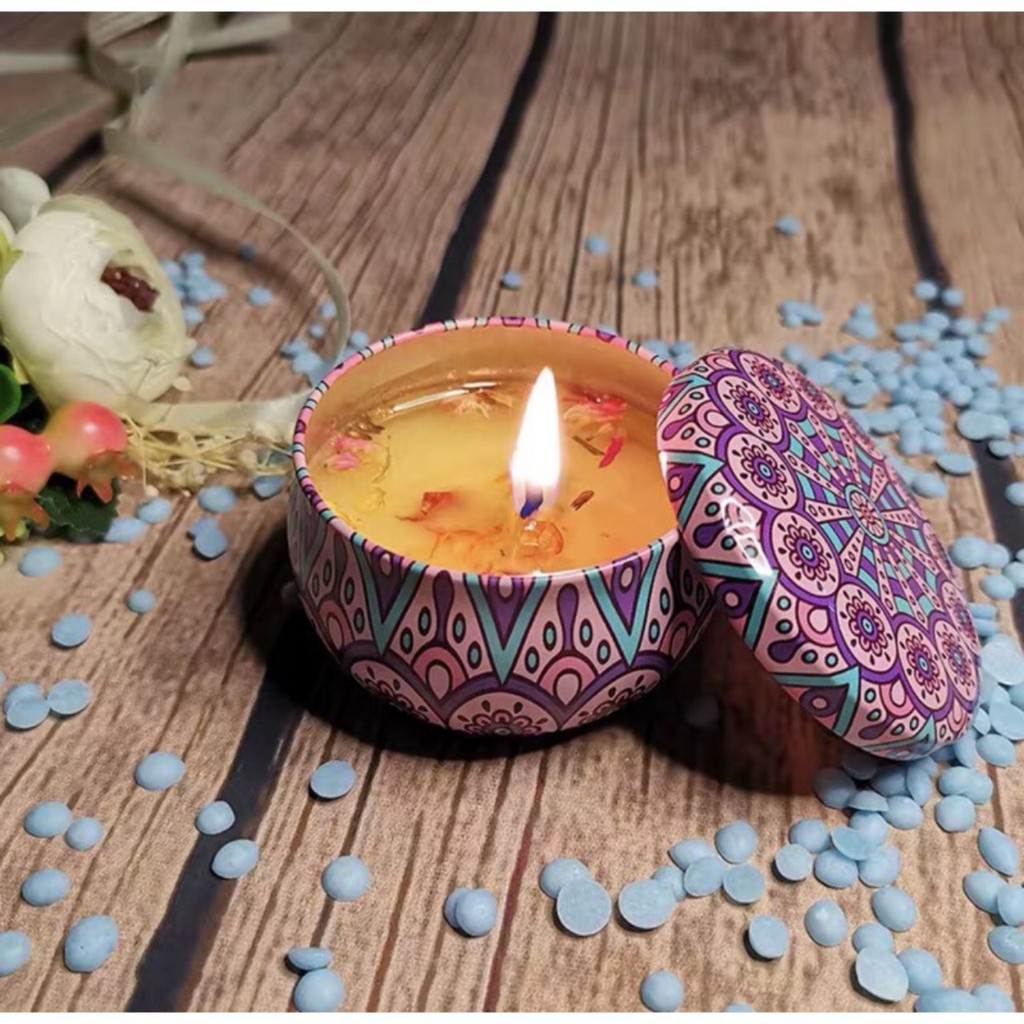 Bộ 4 cốc nến thơm hoa khô thiên nhiên nhẹ nhàng, quyến rủ