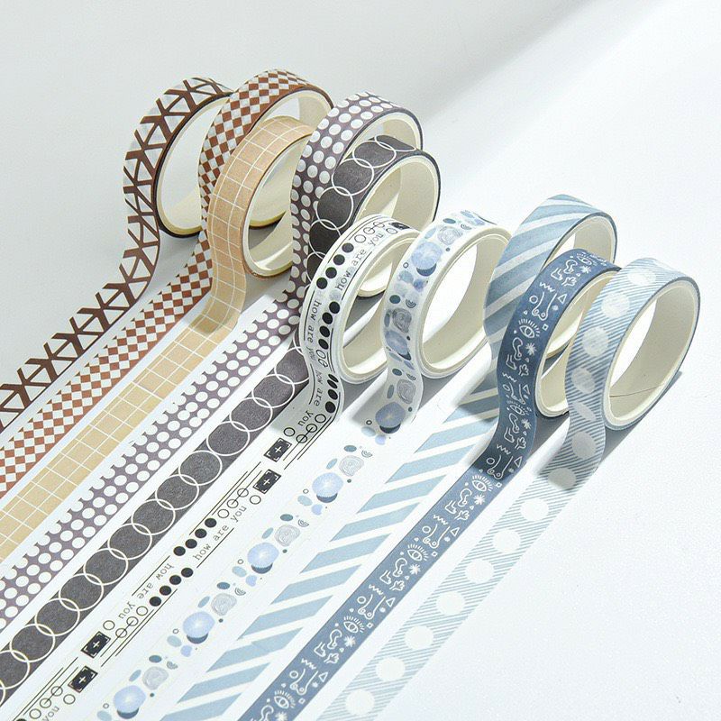 Hộp 5 cuộn/10 cuộn Washi tape - Băng dán trang trí sổ, bullet journal