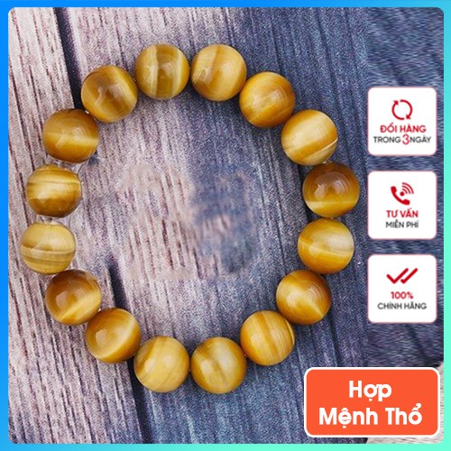 Vòng phong thủy mệnh thổ cỡ hạt lớn hợp đeo tay nam, Vòng tay đá may mắn bình an - Kila Store