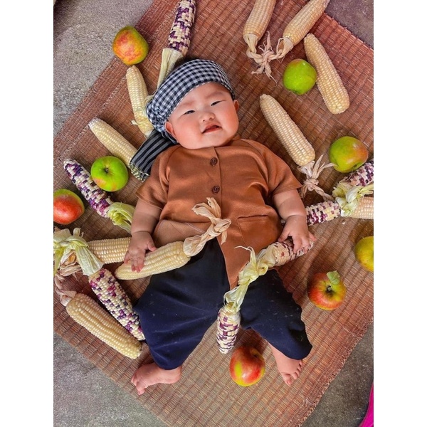 Bà ba nông dân cho bé trai kèm khăn rằn.Hàng đặt may 8-30kg