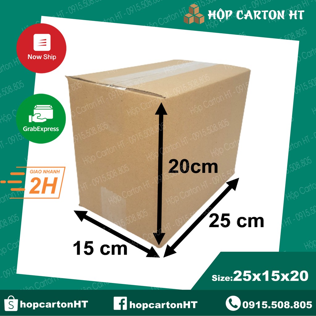 Thùng hộp carton đóng gói hàng 25x20x15 (DxCxR)