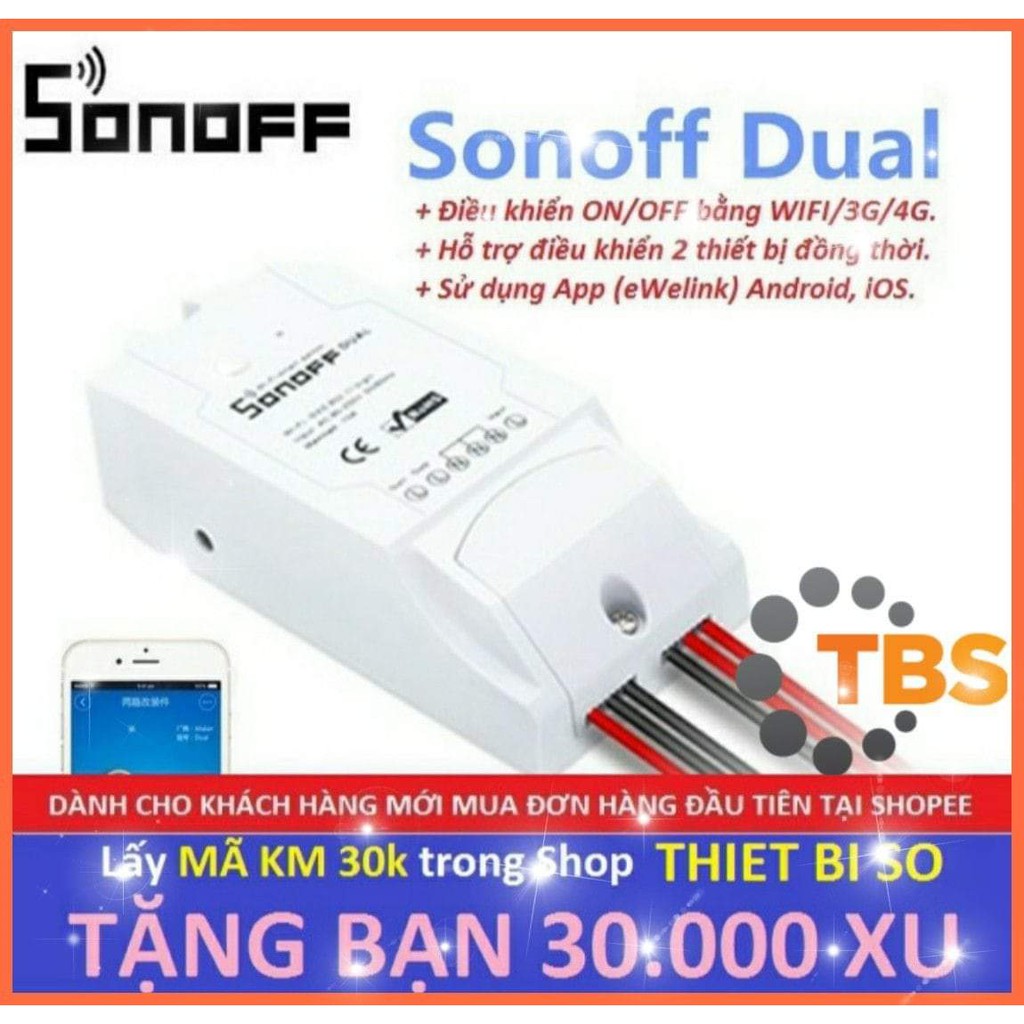 Công tắc thông minh 2 kênh Sonoff Dual điều khiển từ xa qua WIFI, 3G, 4G