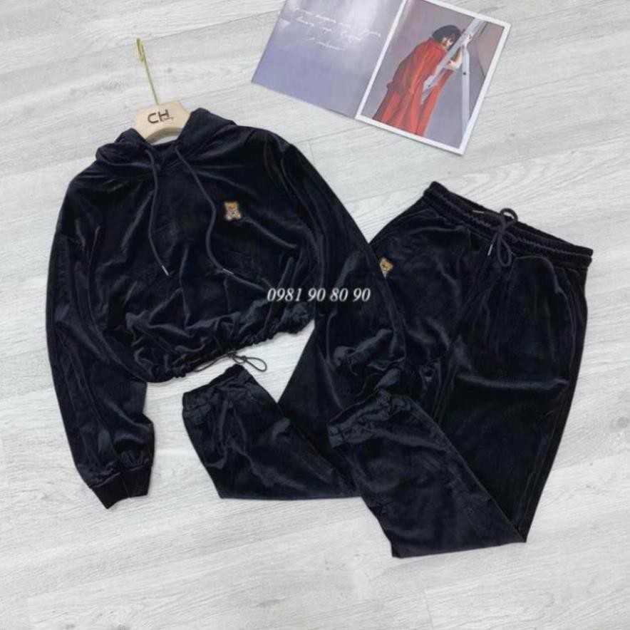 Bộ thể thao nữ chất nỉ nhung thêu gấu | BigBuy360 - bigbuy360.vn