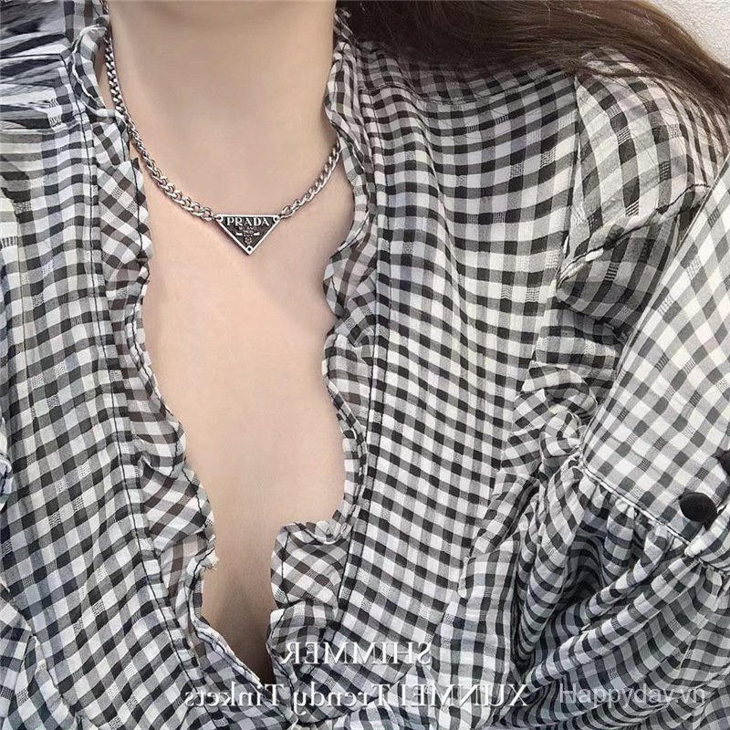 Vòng cổ Hai Sợi Xích Mặt Tam Giác Bằng Kim Loại Phong Cách Âu Mỹ Thời Trang