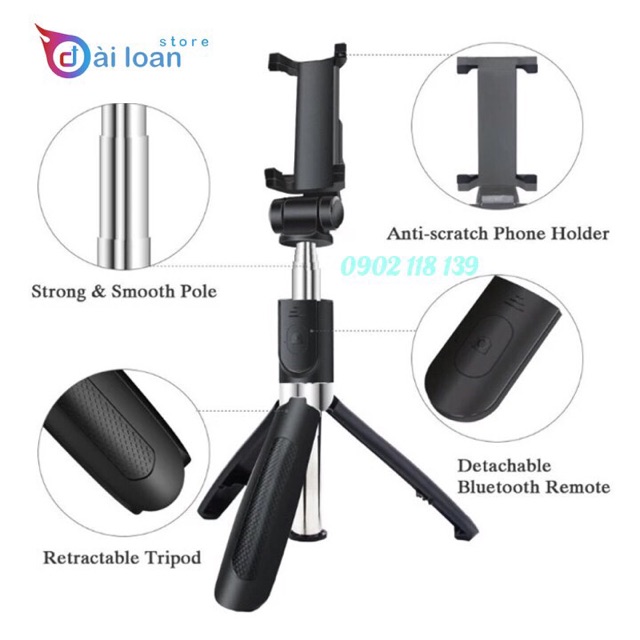 Gậy Tự Sướng Bluetooth Selfie Stick Tripod L01 Có Chân Chụp Ảnh Cao Cấp