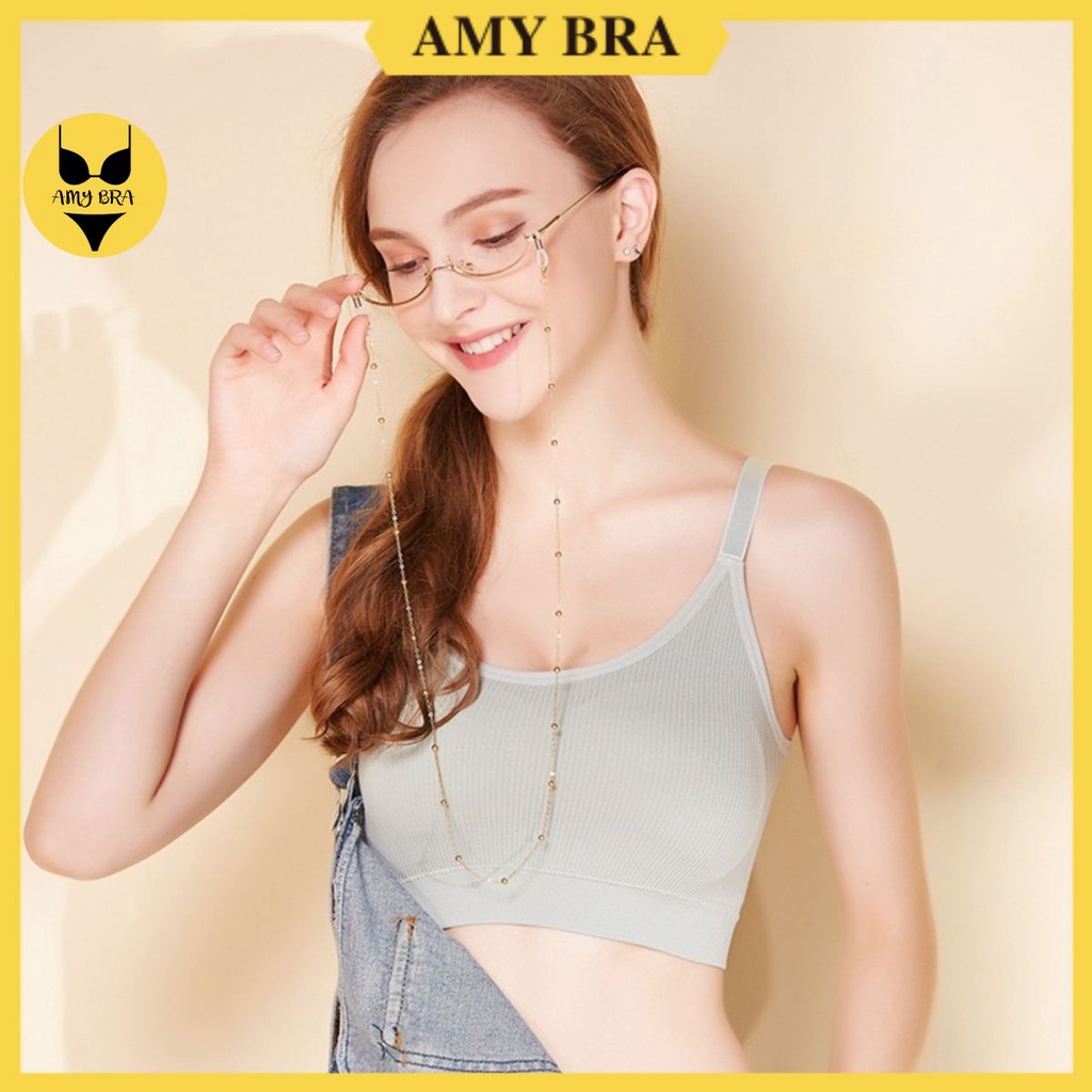 Áo Bra 2 Dây Len Tăm 💖FREESHIP💖 Bra Tập Gym Cực Đẹp - Áo Ngực Không Gọng AMYBRA A1182