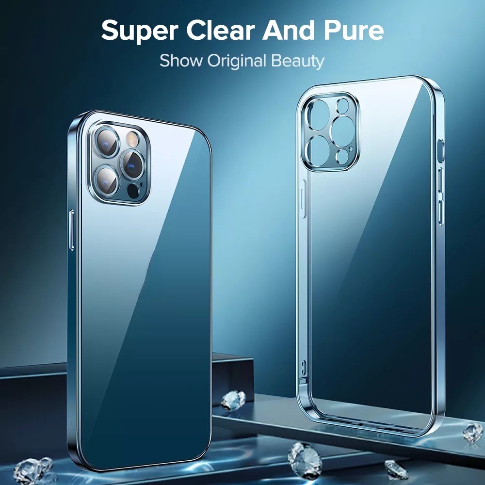 Ốp lưng kính cường lực silicone trong suốt chống sốc thích hợp cho IPHONE 11 12 PRO MAX 13 PRO MAX X XS MAX XR 12 MINI