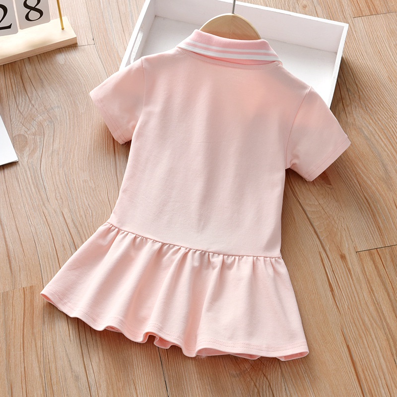 Đầm Xếp Ly Tay Ngắn In Hoạt Hình Kiểu Preppy Thời Trang 2023 Cho Bé Gái