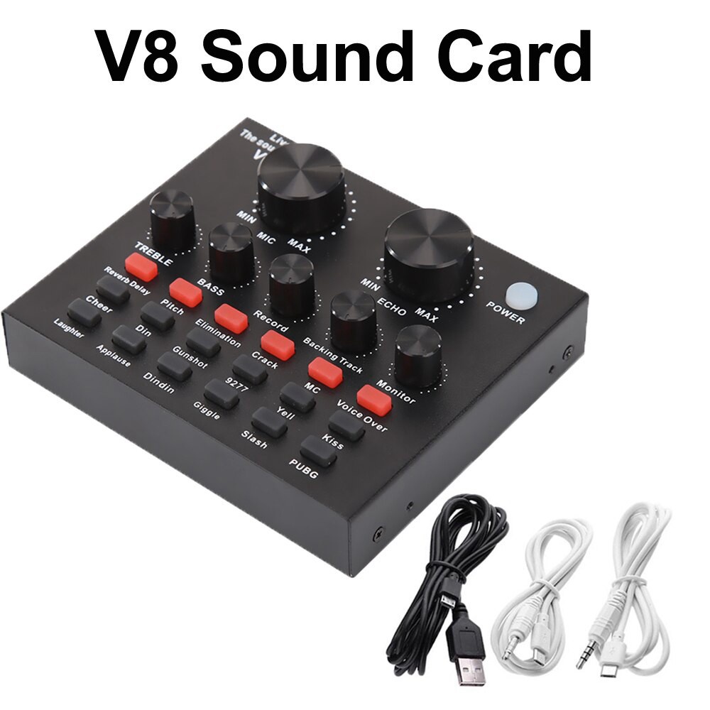 MT MAX  Mẫu soundcard V8 + Micro Thu Âm BM900 hát karaoke, livestream fb bigo tiktok , thu âm chuyên nghiệp -