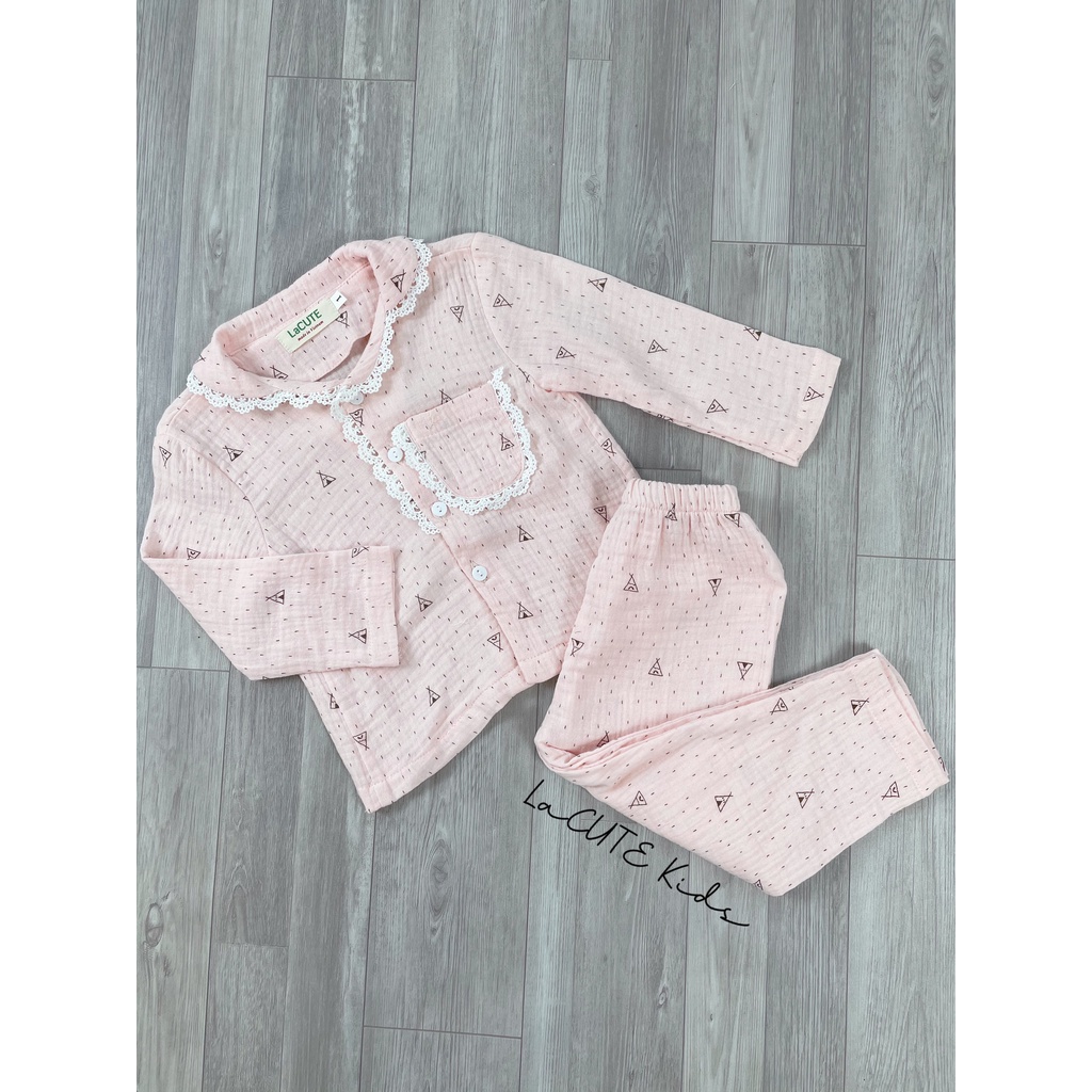 Bộ pijama dài tay chất muslin cho bé gái từ 1-5 tuổi