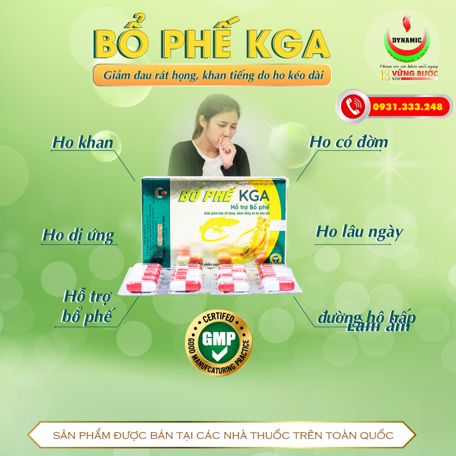 Giảm ho khan, ho lâu ngày, ho có đờm Bổ Phế KGA Hộp 20 viên