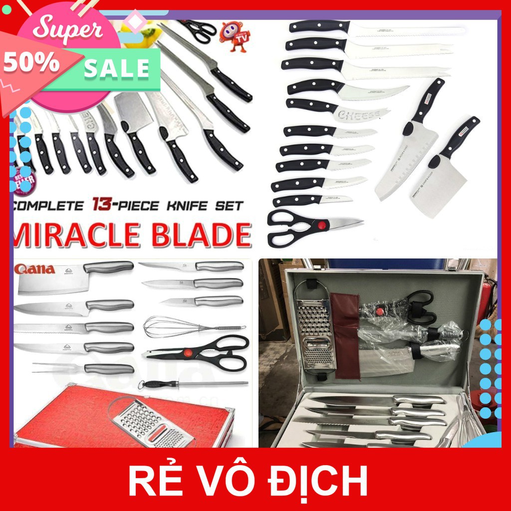 BỘ DAO KÉO 13 MÓN MIRACALE CHÍNH HÃNG - BỘ VALI DAO 12 MÓN INOX CAO CẤP