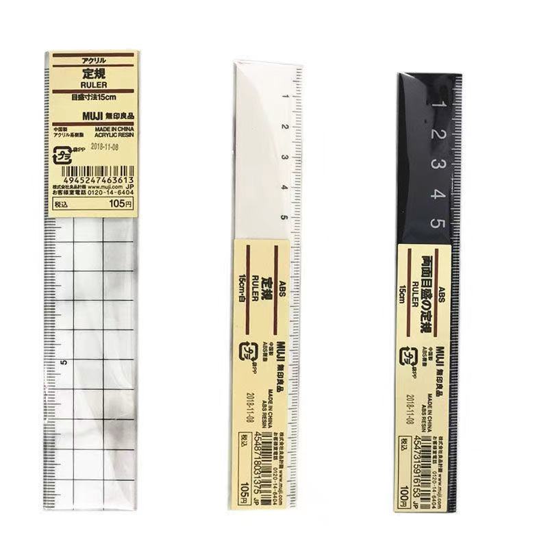 Thước đo MUJI hai mặt trong suốt chất liệu acrylic màu trắng đen 15cm