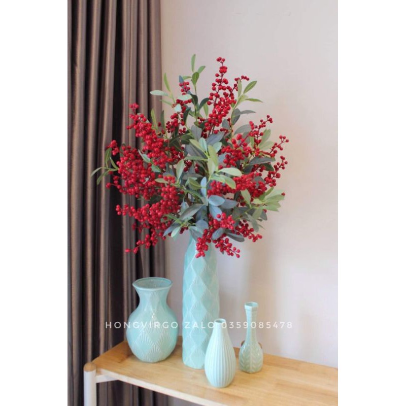 🍒  Cành Đào Đông Trang Trí Cắm Điểm cao 90 cm 12 nhánh