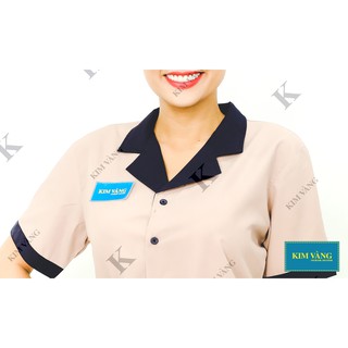 Áo tạp vụ nữ, áo đồng phục lao công tay ngắn ATVCS01, nhân viên vệ sinh bệnh viện, phòng khám, nhà hàng -  Kim Vàng