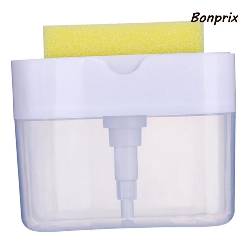 Bình Đựng Xà Phòng Rửa Chén Có Vòi Bơm Và Giá Đỡ Bọt Biển Tiện Dụng Cho Nhà Bếp