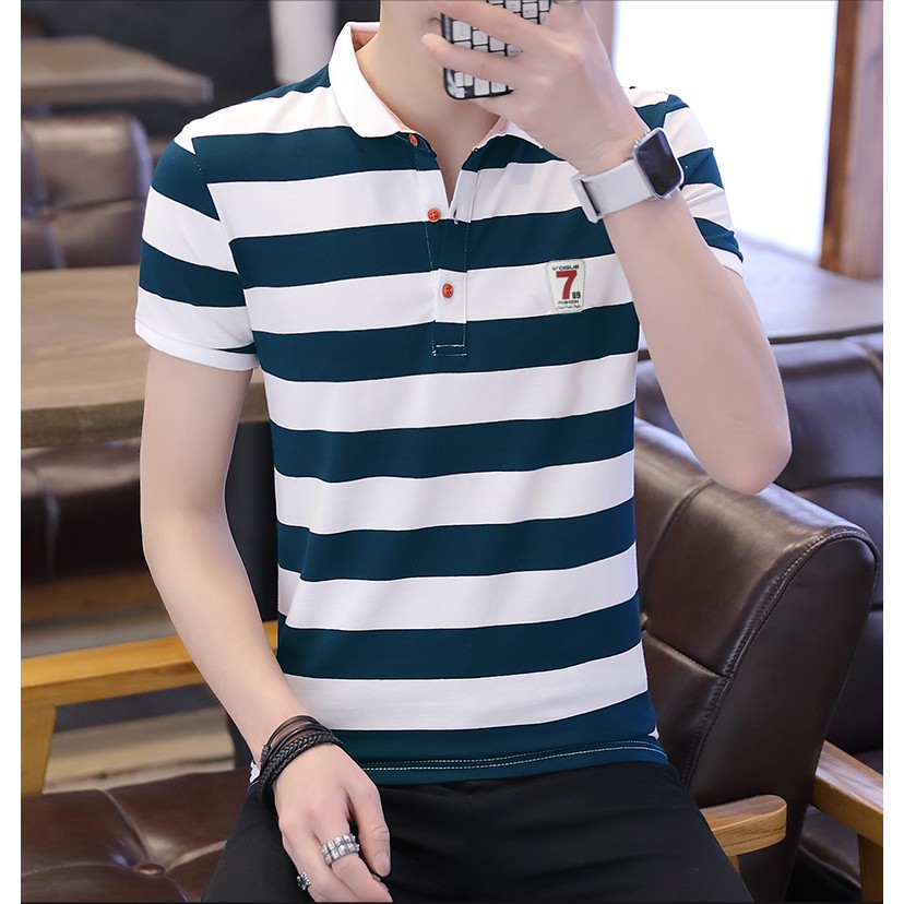 Áo thun nam ngắn tay sọc ngang thời trang cao cấp ATN07-sọc Nâu