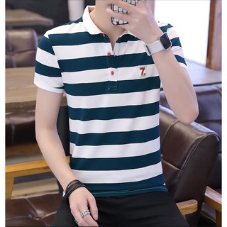Áo thun nam ngắn tay sọc ngang thời trang cao cấp ATN07-sọc Xanh