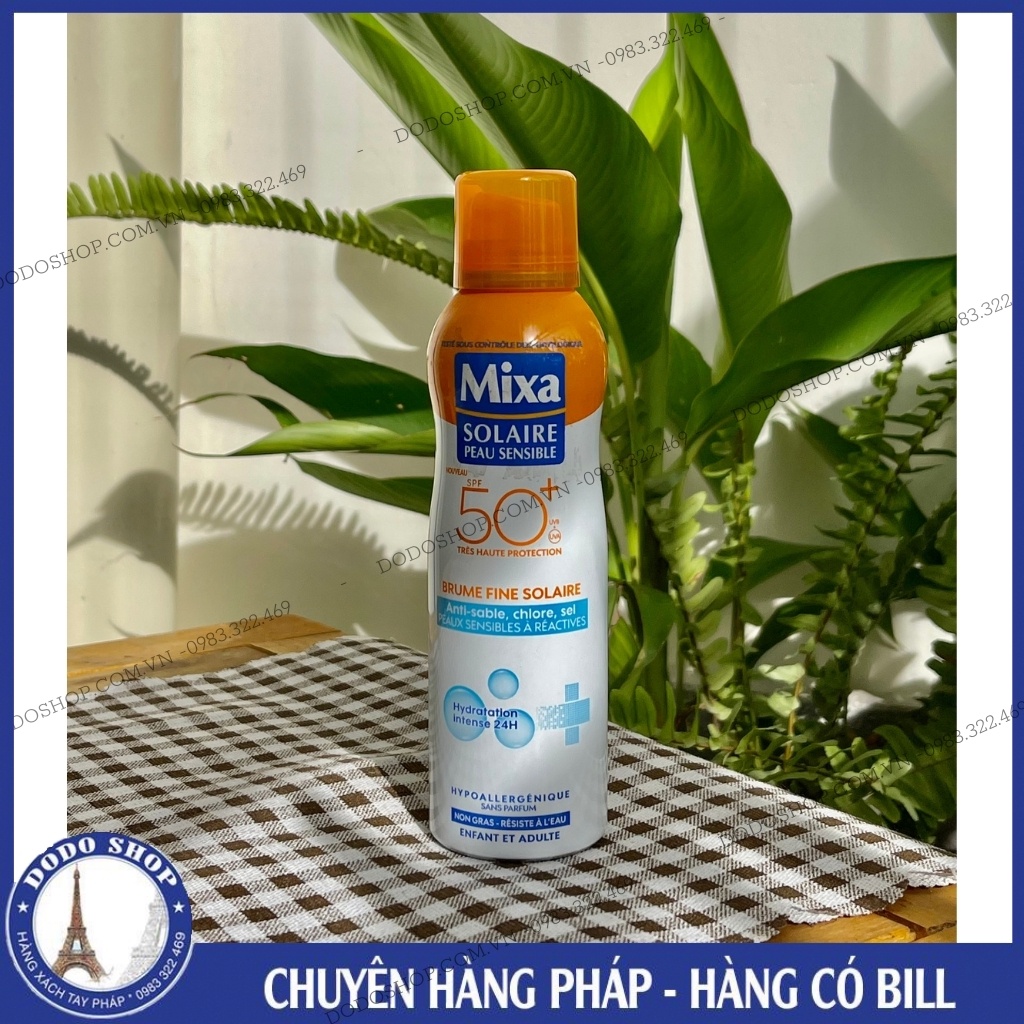 Kem chống nắng Mixa SOLAIRE SPF50  dạng xịt, Hàng nội địa Pháp