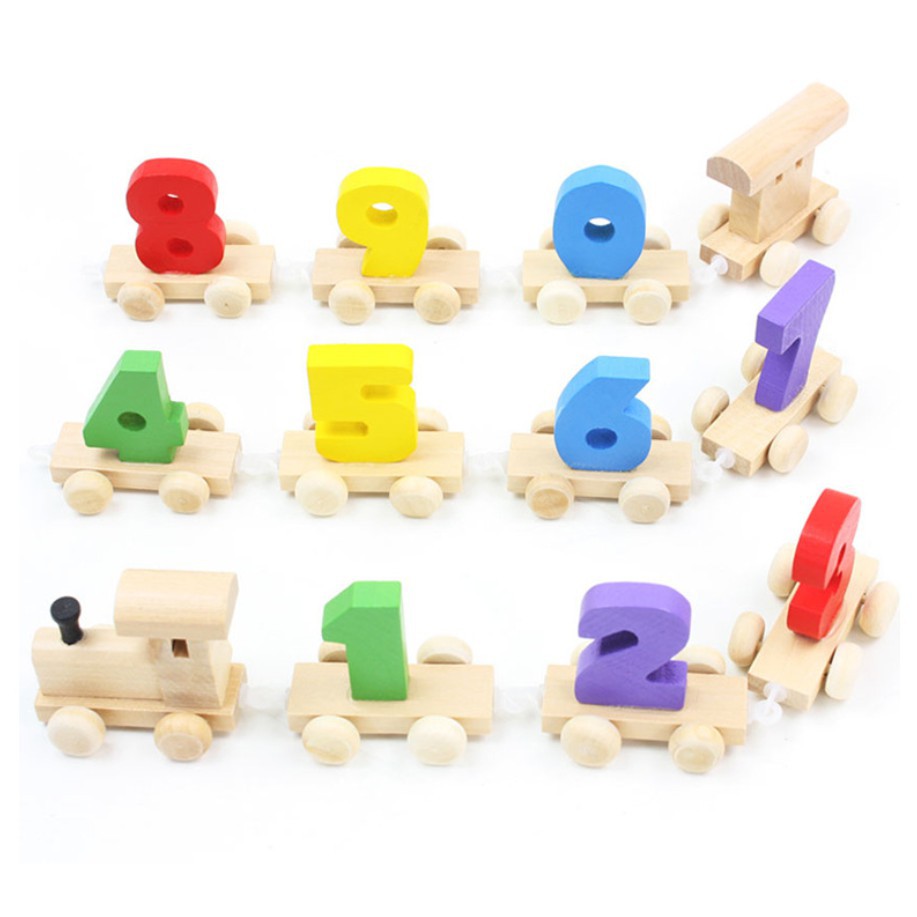 [ĐỒ CHƠI GIÁO DỤC] Đoàn tàu chở số bằng gỗ cho bé từu 0-9