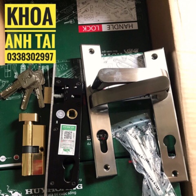 Khóa cửa nhôm Huy Hoàng EX 7044-60A lắp cửa nhôm hệ việt pháp, pma 55, hệ 700, hệ 1000, sắt hộp 3x6, sắt hộp 4x8