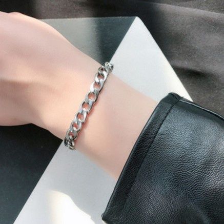 Vòng Tay Chuỗi Xích Dài 18cm Màu Sắc Bạc Phong Cách Hip Hop Thời Trang Unisex