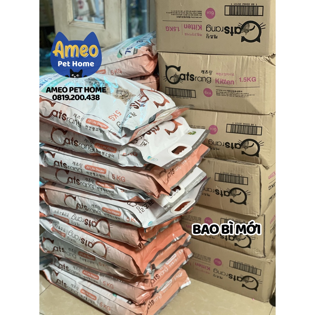 [Mã PET50 giảm 10% - tối đa 50K đơn 250K] Thức ăn mèo Catsrang 5kg - Hạt mèo Hàn Quốc Catrang bao lớn 5kg date mới