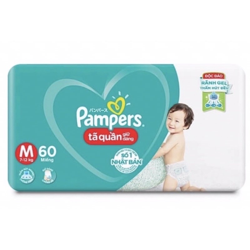 Bỉm quần pampers size M60 bịch đại siêu tiết kiệm