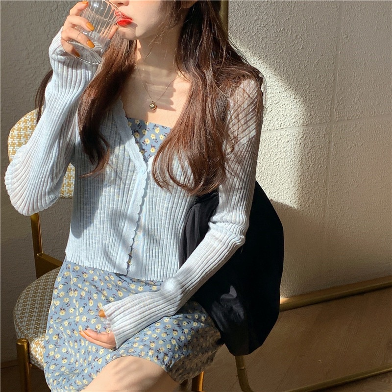 [Mã SKAMFMW035 giảm 8% đơn 500K] Áo khoác len cardigan dáng croptop mỏng 1 cúc ( khuy) dáng Hàn Quốc (MÃ KL06) | WebRaoVat - webraovat.net.vn