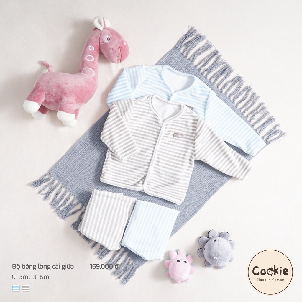 Bộ băng lông dài tay cài giữa sơ sinh cho bé Cookie