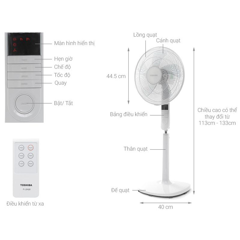 Quạt đứng Toshiba F-LSA20(H)VN | 60W