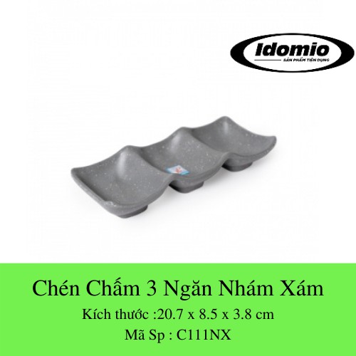 Chén Chấm 3 Ngăn Nhám Xám-C111NX