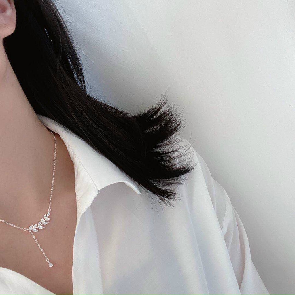 [Mã BMINC50 giảm 10% đơn 99K] Dây chuyền bạc, vòng cổ tán lá đính đá cá tính - TleeJewelry