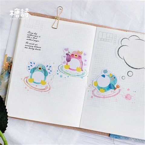 45pcs/bag Cartoon Penguin Stickers Cute Diary Journal Stationery Flakes Scrapbooking DIY Decorative Sticker