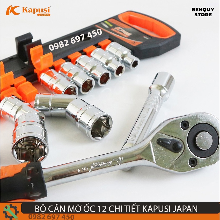 BỘ TUÝP SỬA CHỮA  - KHẨU CẦN 1/4 TỰ ĐỘNG 12 CHI TIẾT KAPUSI JAPAN K-9811.  MỞ SIẾT ỐC, TUÝP SỬA XE MÁY.
