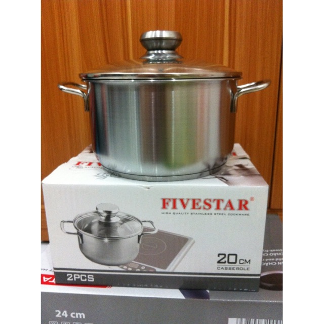 NỒI INOX FIVESTAR 3 ĐÁY 20CM NẮP KÍNH