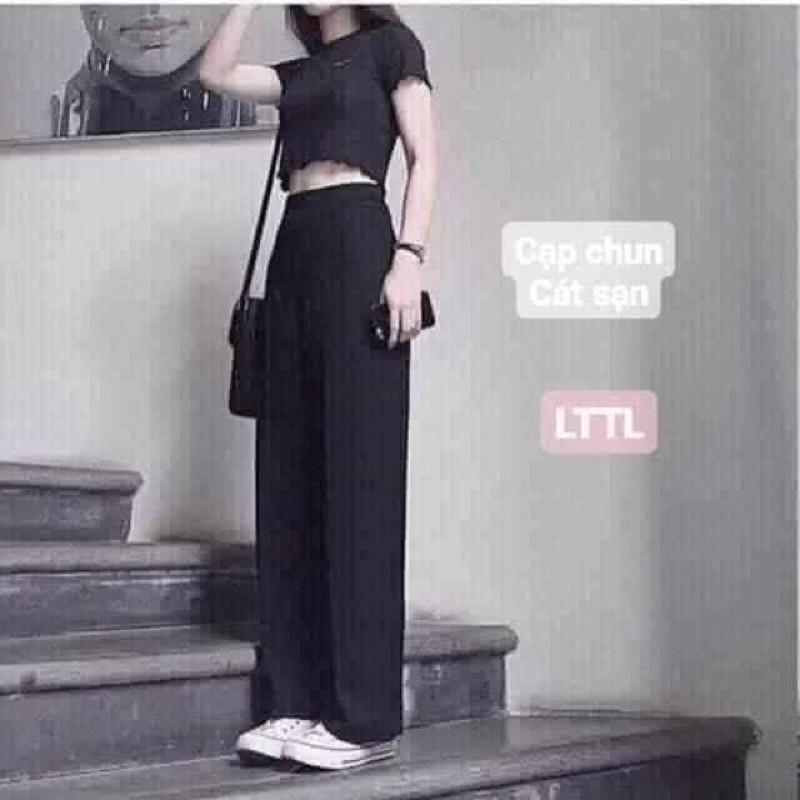 [ Siêu Rẻ] quần ống rộng cạp cao