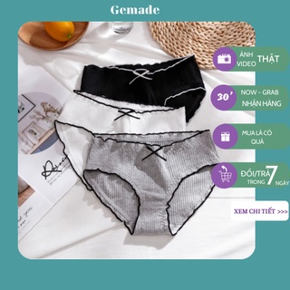 Set 3 quần lót nữ cotton cạp chun viền ren , quần chip kháng khuẩn nâng mông M15
